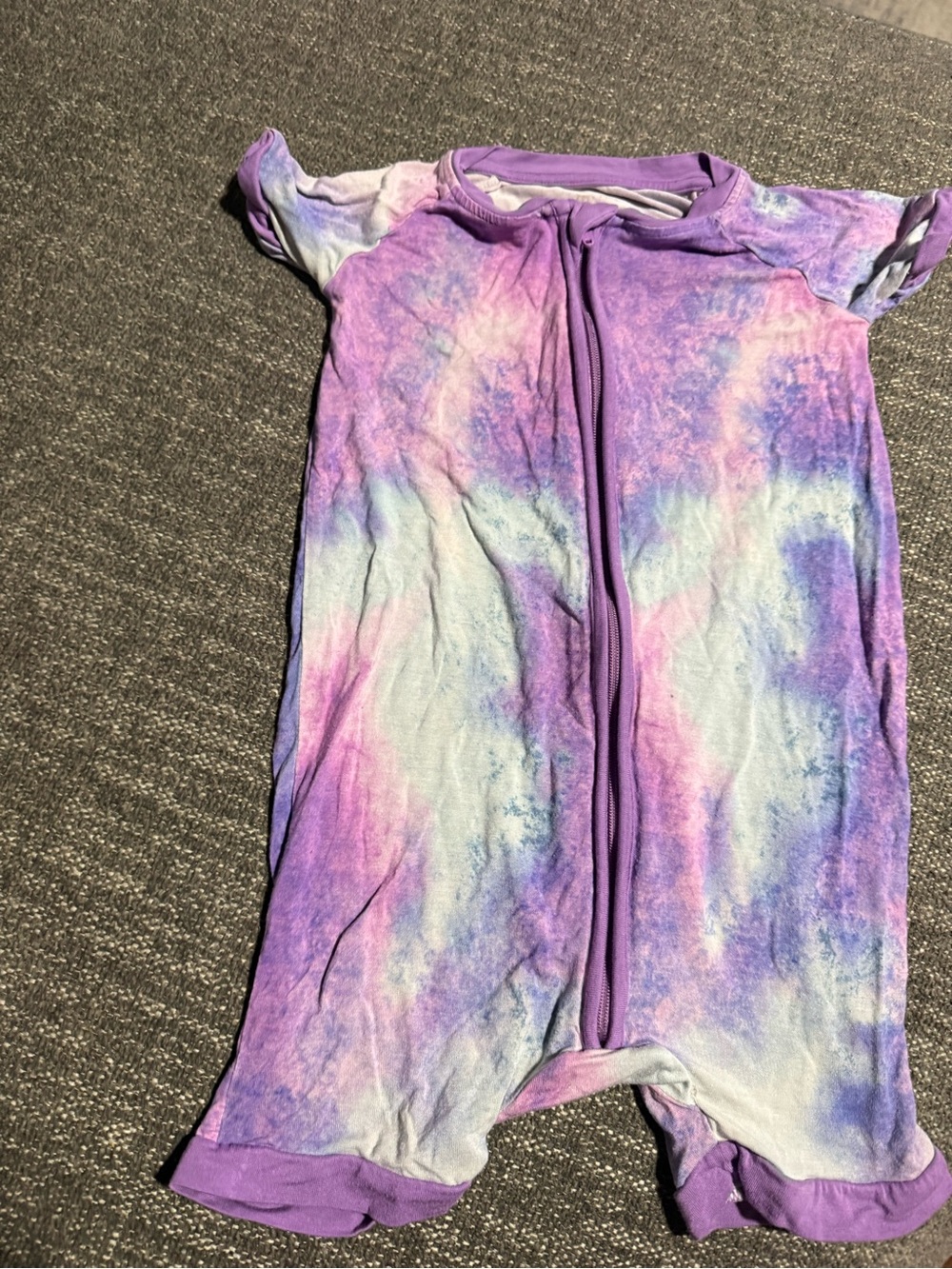 Little Sleepies Purple Pink Blue Tie-Dye Zipped One-Piece